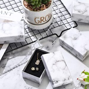 Thenshop 24 Pcs Jewelry Gift Boxes Cardboard Jewelry Boxes Packaging Mini Marble Gift Box for Necklace Pendant Jewelry Packaging for Small Business Bracelet Earring Ring 2 X 3.1 X 1.1 Inch