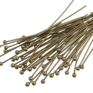 200pcs 26mm Round Ball Head Pins (Wire 0.8mm/0.03 inch/ 20 Gauge) Antique Bronze Plated Brass for Jewelry Beading Craft Making CF45-26