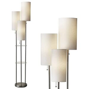 adesso 4305-22 trio floor lamp, 68.00 x 14.00 x 11.70 inches, brushed steel