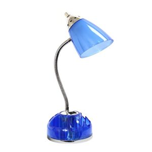 limelights ld1015-cbl flossy organizer desk lamp with charging outlet lazy susan base, clear blue 18.50 x 6.40 x 6.40 inches