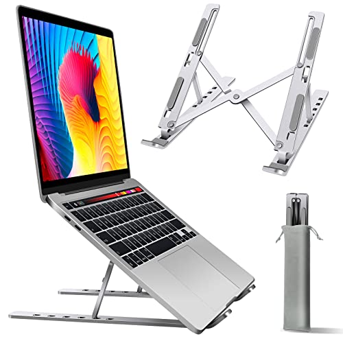 FOBELEC Laptop Stand, Adjustable Ergonomic Portable Aluminum Laptop Holder, Foldable Computer Stand 6 Angles Anti-Slip Laptop Riser Compatible with 9-16 inch Laptops