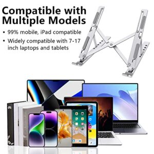 FOBELEC Laptop Stand, Adjustable Ergonomic Portable Aluminum Laptop Holder, Foldable Computer Stand 6 Angles Anti-Slip Laptop Riser Compatible with 9-16 inch Laptops
