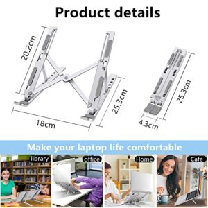 FOBELEC Laptop Stand, Adjustable Ergonomic Portable Aluminum Laptop Holder, Foldable Computer Stand 6 Angles Anti-Slip Laptop Riser Compatible with 9-16 inch Laptops