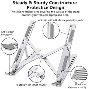 FOBELEC Laptop Stand, Adjustable Ergonomic Portable Aluminum Laptop Holder, Foldable Computer Stand 6 Angles Anti-Slip Laptop Riser Compatible with 9-16 inch Laptops