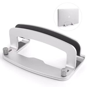 loteyike aluminum vertical laptop stand, macbook pro laptop vertical stand dock holder with adjustable slot fits all laptops notebook tablets macbook air- save space & improve airflow, silver