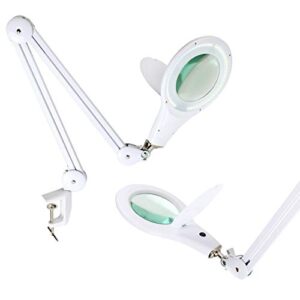 brightech lightview pro magnifying desk lamp, 2.25x light magnifier, adjustable magnifying glass with light for crafts, reading, close work – white