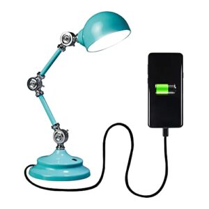 ottlite revive led desk lamp with clearsun led technology, turquoise – 3 brightness settings, touch activated controls, usb charging port & 3 adjustable knobs for precise lighting – great for reading