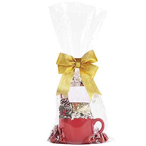 Cellophane Bags 10x20 Inches,20 Pcs Cellophane Gift Bags for Small Baskets, Mugs and Gifts