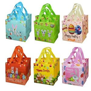 sunshno 12pack easter tote bags large easter gift bags with handles reusable easter non-woven bags grocery shopping bunny easter egg totes for easter holiday party supplies-8.19’’x7.8’’x5.85’’