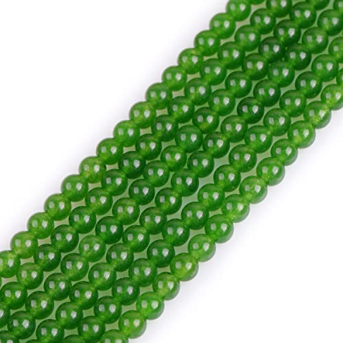 GEM-Inside Natural 4mm Green Taiwan Jade Gemstone Loose Beads Round Crystal Energy Stone Power for Jewelry Making 15"