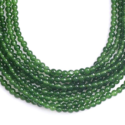 GEM-Inside Natural 4mm Green Taiwan Jade Gemstone Loose Beads Round Crystal Energy Stone Power for Jewelry Making 15"