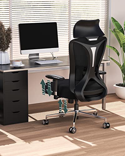 Raynesys Big and Tall Office Chair for Heavy People, 400LBS Capacity with Wide Seat,Heavy Duty Material, Adjustable Armrests, Ergonomic Executive Chair for Home Office with Strong Lumbar Support,Black