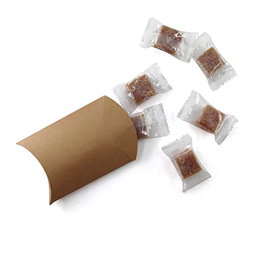 Kraft Paper Pillow Candy Box, Foldable Gift Box with Jute Rope for Weddings, Parties, Birthdays, Holidays, 60 Pcs