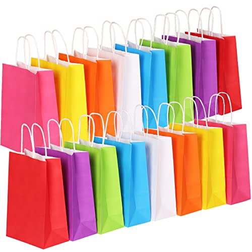 Moretoes 56pcs Small Gift Bags, Colors Gift Wrap Bags, Kraft Paper Party Favor Bags with Handles for Kids Birthday, Wedding and Celebrations