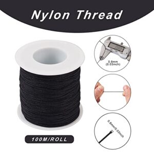 Cheriswelry 100M 0.8mm Nylon Beading Cord Black Chinese Knotting Rattail Macrame Thread String Roll for Jewelry Making Kumihimo Wrapping Supplies DIY Crafts