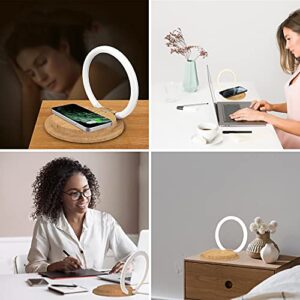 EMIE LED Bedside Lamp with Wireless Charger, Touch Desk Lamp Adjustable Nightstand Light Decor, 3 Brightness Levels Eye-Caring Table Lamps for Bedroom Dorm Home Office Gifts