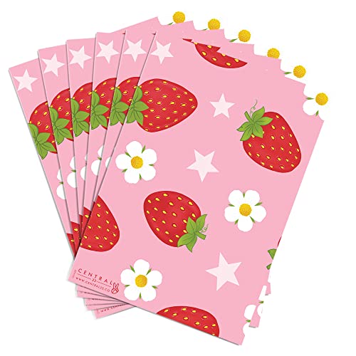 CENTRAL 23 Baby Shower Wrapping Paper for Girl - 6 Sheets of Pink Gift Wrap - Strawberry Flowers Star - Birthday Wrapping Paper for Girls - Comes with Fun Sticker