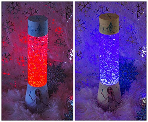 Ukonic Disney Frozen 2 Elsa Glitter Lamp | LED Light, Bedside Table Lamp for Desk | Home Decor Accessories and Room Essentials | Official Disney Princess Collectible | 12 Inches Tall