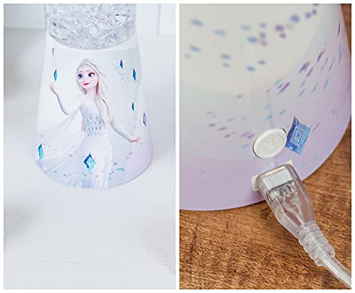 Ukonic Disney Frozen 2 Elsa Glitter Lamp | LED Light, Bedside Table Lamp for Desk | Home Decor Accessories and Room Essentials | Official Disney Princess Collectible | 12 Inches Tall