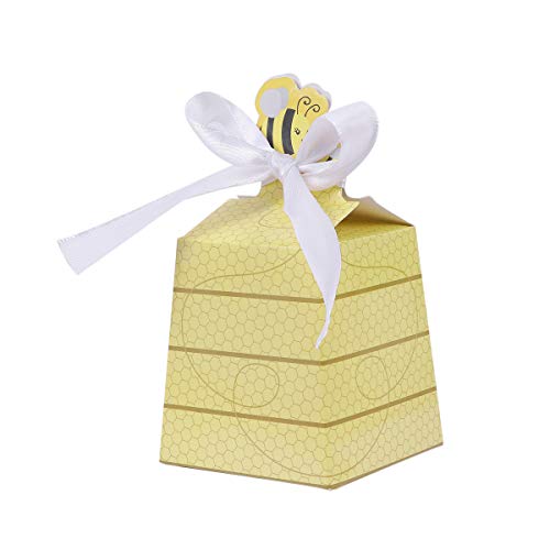 NUOLUX 50Pcs Paper Party Boxes Cute Beehive Bowknot Candy Boxes Gift Bags for Baby Shower Birthday Decorations