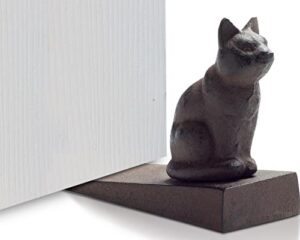 vintage cast iron cat door stop wedge by comfify | lovely decorative finish, padded anti-scratch felt bottom protects floors | keep your doors open| in rust brown
