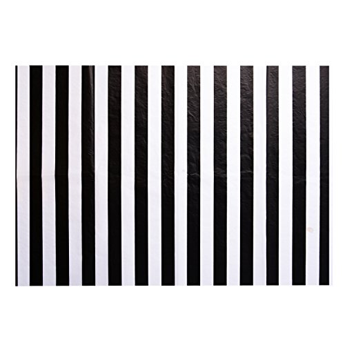 Stripes Tissue Paper Stripes Wrapping Paper, 28 Inch by 20 Inch, 30 Sheets (Black and White)