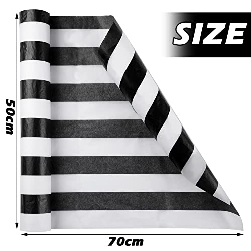 Stripes Tissue Paper Stripes Wrapping Paper, 28 Inch by 20 Inch, 30 Sheets (Black and White)