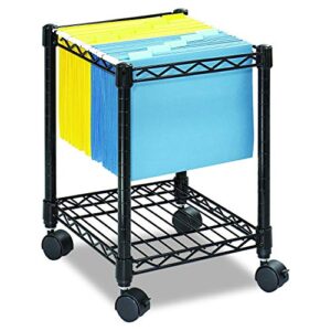 safco products 5277bl compact mobile file cart for letter or legal size folders (sold separately), black, 14″d x 15.5″w x 19.75″h