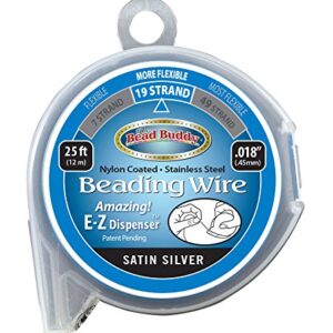 Bead Buddy 19 Strand Beading Wire, Satin Silver 25ft 0.18"