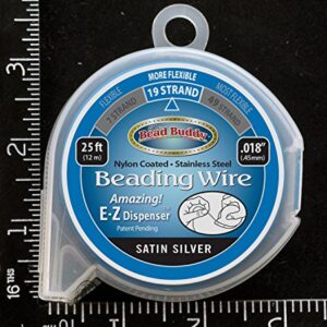 Bead Buddy 19 Strand Beading Wire, Satin Silver 25ft 0.18"