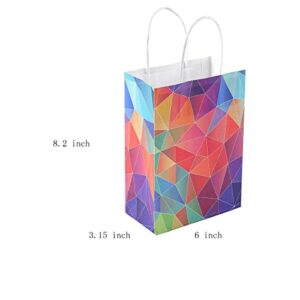 RELYRUNK Small Party Favor Bags with Handles Bulk 24 Pieces 6 x 3.15 x 8.2 Inches, Christmas Holiday Birthday Baby Shower Rainbow Gift Bags Various Sizes