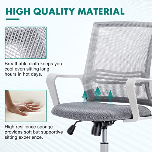 Office Chair with Ergonomic Lumbar Support Armrests Standing Desk Chair with Breathable Mesh, Comfortable Padded Seat Cushion