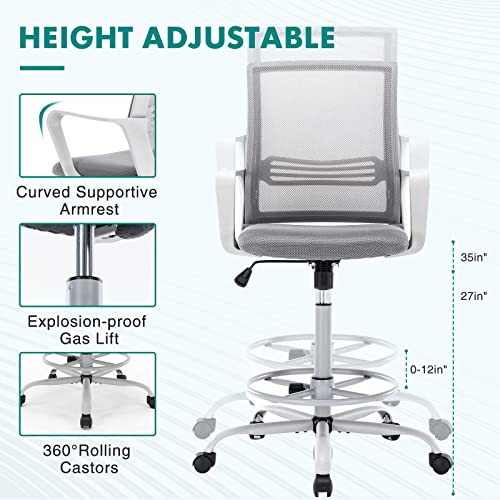 Office Chair with Ergonomic Lumbar Support Armrests Standing Desk Chair with Breathable Mesh, Comfortable Padded Seat Cushion