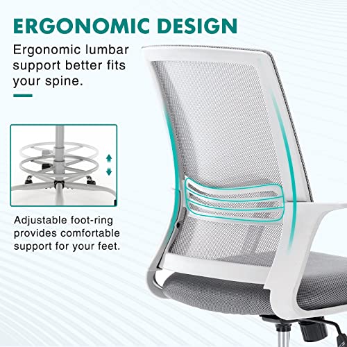 Office Chair with Ergonomic Lumbar Support Armrests Standing Desk Chair with Breathable Mesh, Comfortable Padded Seat Cushion