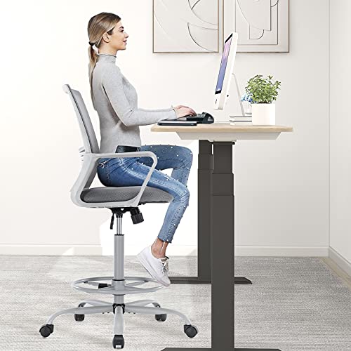 Office Chair with Ergonomic Lumbar Support Armrests Standing Desk Chair with Breathable Mesh, Comfortable Padded Seat Cushion