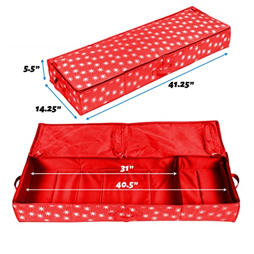 Wrapping Paper Storage Container – Fits up to 27 Rolls 1 3/8” Diam. - Underbed Gift Wrap Organizer Bags, Wrapping Paper Rolls, Ribbon, and Bows - Under Bed- Durable Material 600D - Up to 40” Rolls