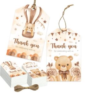 bear thank you for celebrating with us tags- bear baby shower tags gift tags paper label gift wrap hang tags thank you tags for wedding birthday baby shower party favors(50pcs)