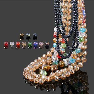1100PCS Glass Beads for Jewelry Making, Crystal Beads for Bracelets Making 4mm 6mm 8mm Briolette Bead Rondelle Spacer Assorted Colors for Waist Beads Suncatcher Wind Chimes Necklace Earrings Making