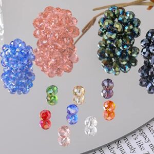 1100PCS Glass Beads for Jewelry Making, Crystal Beads for Bracelets Making 4mm 6mm 8mm Briolette Bead Rondelle Spacer Assorted Colors for Waist Beads Suncatcher Wind Chimes Necklace Earrings Making