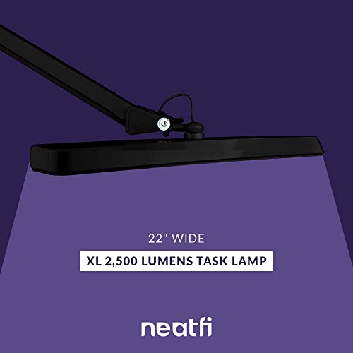 Neatfi (New Model) XL 2,500 Lumens LED Task Lamp with Clamp, 30W Super Bright Desk Lamp, 162 Pcs SMD LED, 22 Inches, Eye-Caring LED Lamp (Black)