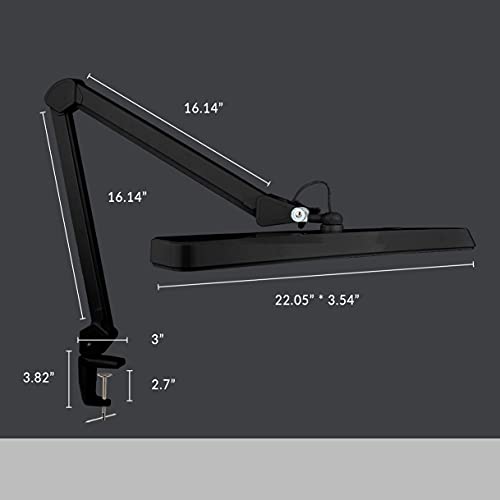 Neatfi (New Model) XL 2,500 Lumens LED Task Lamp with Clamp, 30W Super Bright Desk Lamp, 162 Pcs SMD LED, 22 Inches, Eye-Caring LED Lamp (Black)