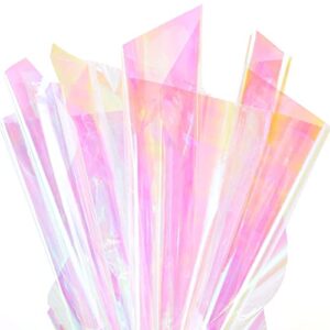 Pengxiaomei 32in x 50 Ft Iridescent Cellophane Wrap for Gift Baskets Flower Wrapping Paper Holographic Cellophane Wrap Roll for Gift Floral Bouquet Wrapping