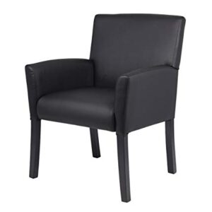 Boss Office Products Executive Box Arm Chair with Mahogany Finish in Black