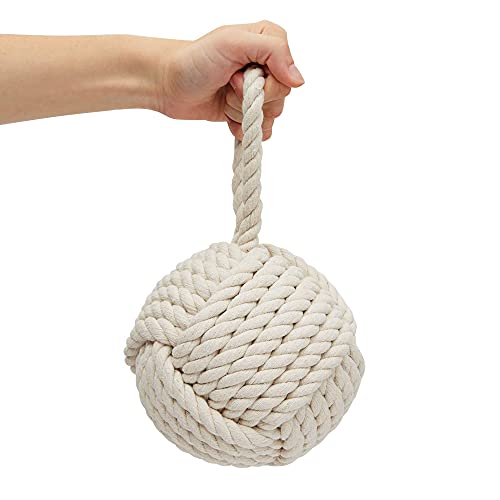 Decorative Weighted Door Stop with Handle, Nautical Knot Rope for Floor, 3.5 lbs (6 x 12.5 In)