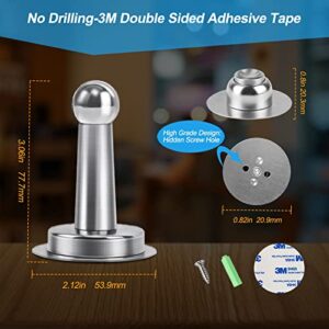 2 Pack Magnetic Door Stop Made of Stainless Steel，Door Stopper,Magnetic Catch Holder,Wall Mount Holder,3M Double-Sided Self Adhesive Tape, No Need to Drill， Hold Your Door Open