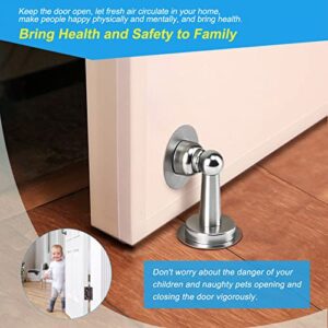 2 Pack Magnetic Door Stop Made of Stainless Steel，Door Stopper,Magnetic Catch Holder,Wall Mount Holder,3M Double-Sided Self Adhesive Tape, No Need to Drill， Hold Your Door Open