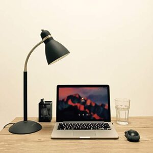 LEPOWER Metal Desk Lamp, Adjustable Goose Neck Table Lamp, Eye-Caring Study Lamps for Bedroom and Office (Sand Black)