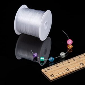 142.67 Yards/Roll 0.2mm Clear Nylon Invisible Beading Thread Transparent Fishing Line Wire Crystal Jewelry String Cord for DIY Bracelet Necklace Making Crafts