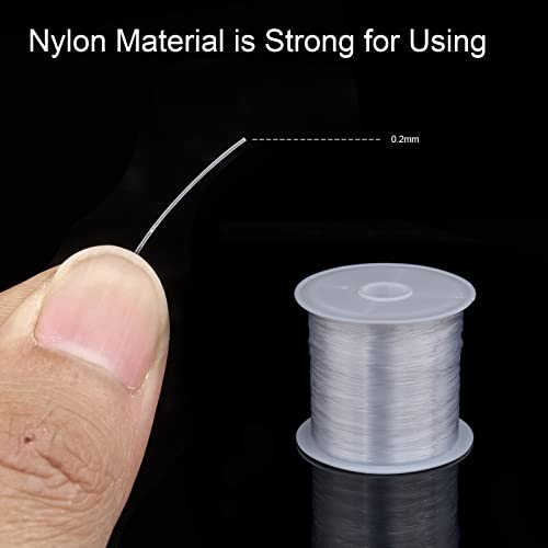 142.67 Yards/Roll 0.2mm Clear Nylon Invisible Beading Thread Transparent Fishing Line Wire Crystal Jewelry String Cord for DIY Bracelet Necklace Making Crafts