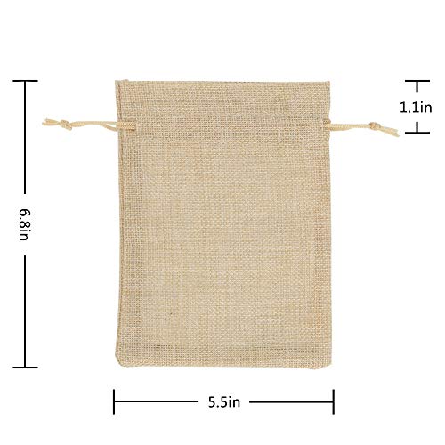 Burlap Bags 5 x 7 Inch with Drawstring - Natural Linen Gift Bags Jewelry Sacks Strong Small Jute Bag for Festivals, DIY Craft, Present, Party Favor, Snacks, Jewelry and Anniversaries